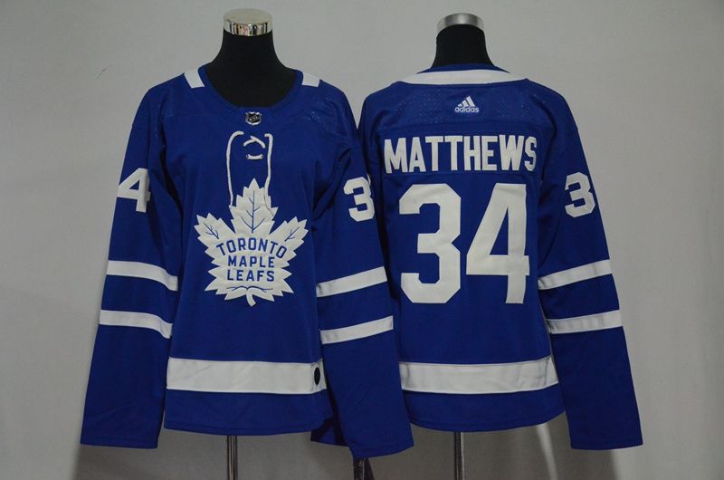 Women Toronto Maple Leafs #34 Matthews Blue Hockey Stitched Adidas NHL Jerseys->columbus blue jackets->NHL Jersey